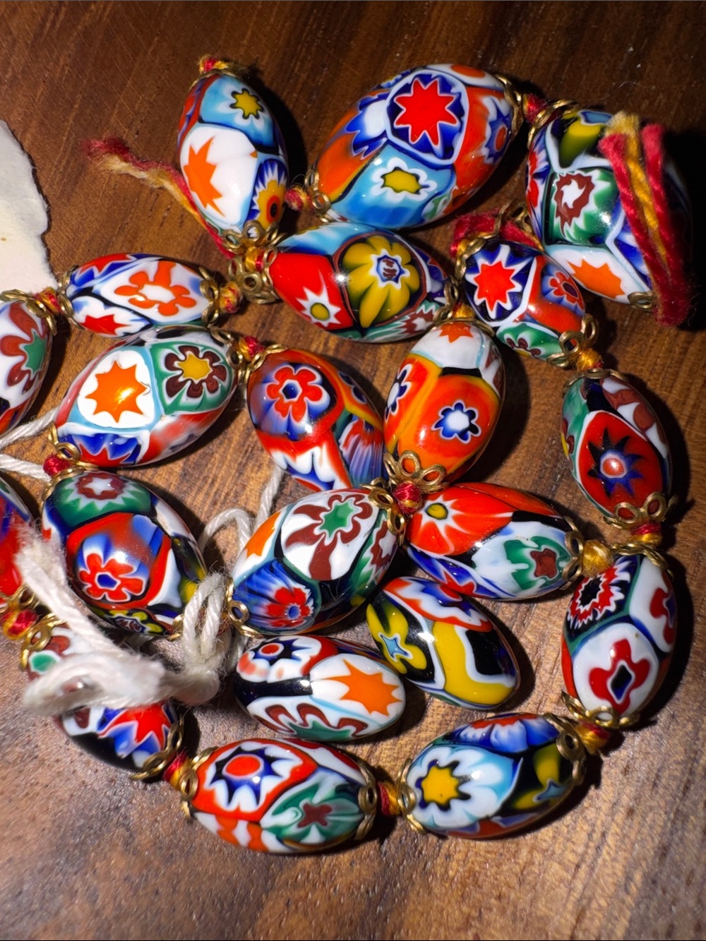Handmade vintage Murano multi sized hand blown Glass Bead Necklace - Multicolor